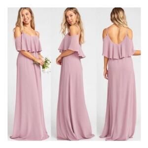 Show Me Your MuMu Caitlin Ruffle Maxi Dress Dusty Antique Rose Chiffon XXS NWT